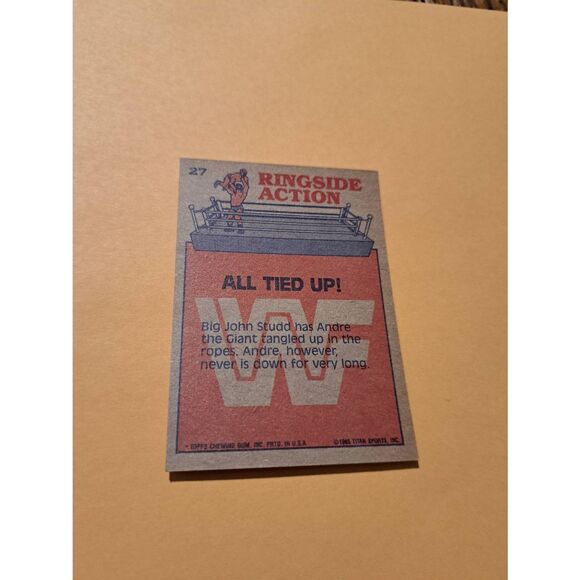 Vintage 1985 WWF All Tied Up WWF Card #27 Andre the Giant Big John Studd Topps - Picture 2 of 2